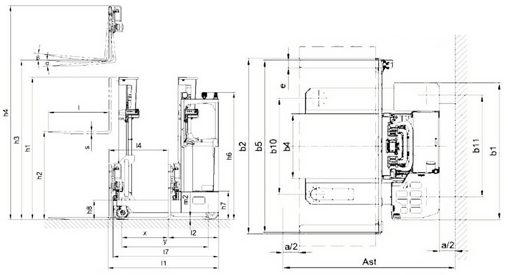 Size of Wide Body Standing Type 4-directional Reach Truck Size of Wide Body Standing Type 4-directional Reach Truck