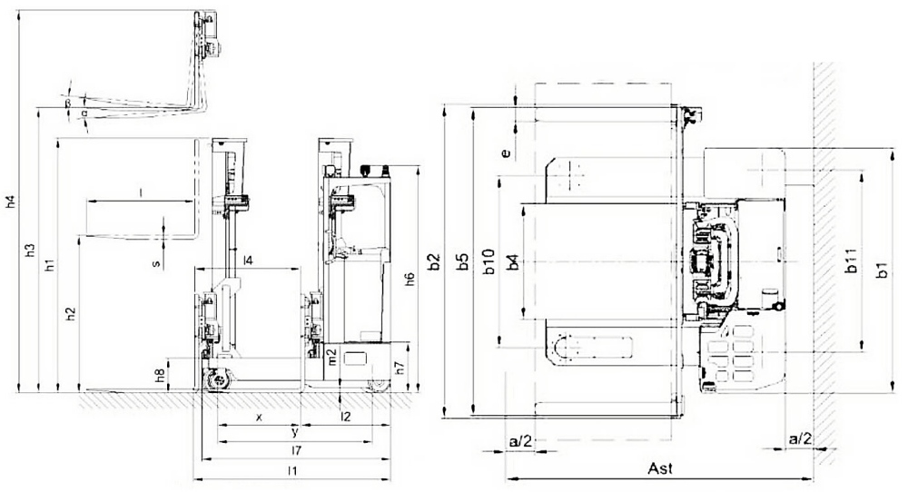 Size of Wide Body Standing Type 4-directional Reach Truck