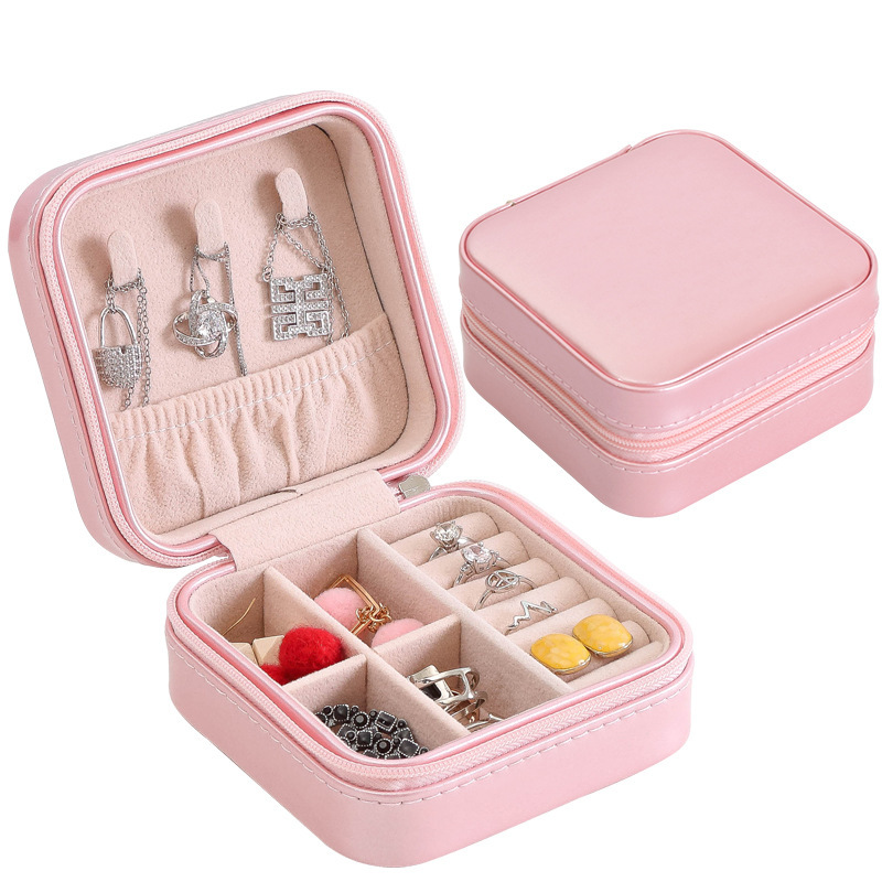 Flip Lid Zipper Jewelry Organizer Boxes for Ring Earring Bracelet Necklace with Divider Cardboard 