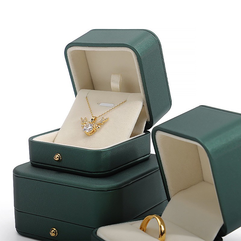 Wholesale High-grade Round Corner PU Leather Jewelry Box for Necklace Ring Pendant Bracelet Jewelry Box