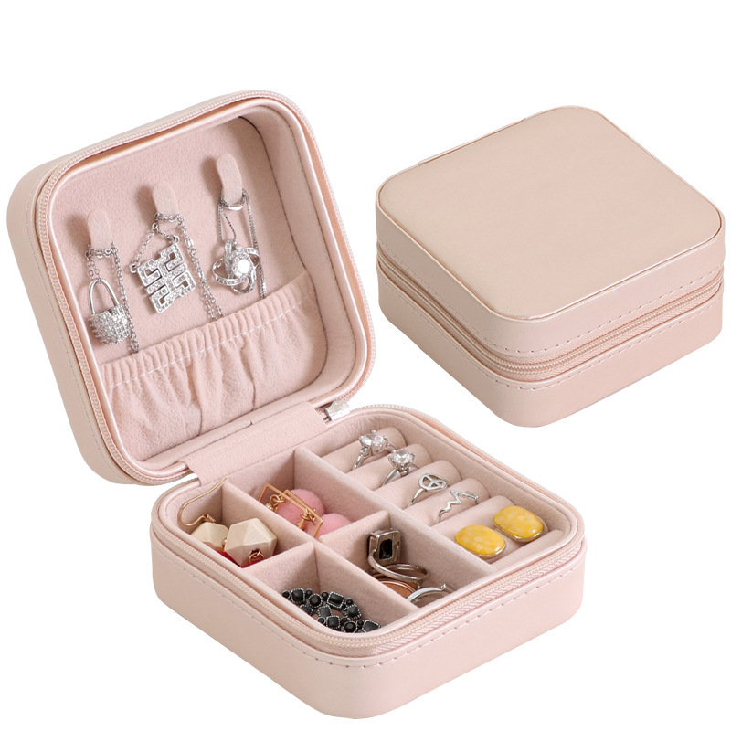 Flip Lid Zipper Jewelry Organizer Boxes for Ring Earring Bracelet Necklace with Divider Cardboard 