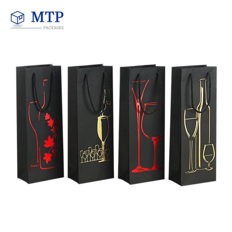 High Quality Custom Logo Wine Bottle Packaging Paper Bag