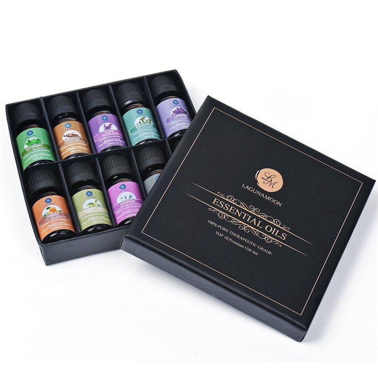 Custom Black Essential Oil Packaging Boxes for Essential Oil Gift Set Packaging 