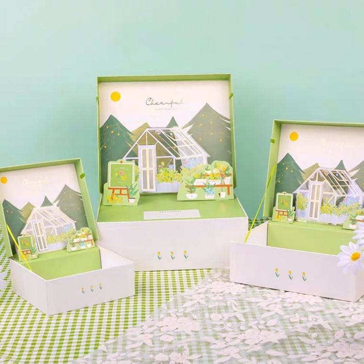 Custom Green Small Fresh Natural Birthday Gift Packaging Box Custom Green Small Fresh Natural Birthday Gift Packaging Box