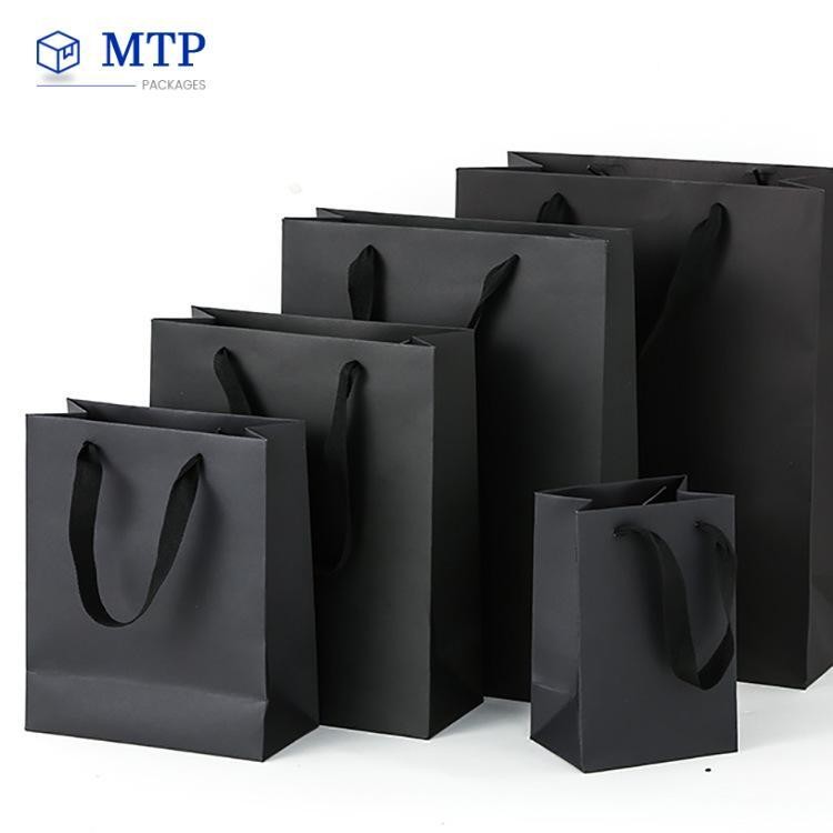 Custom High Quality Black Brown Kraft Paper Shopping Bag