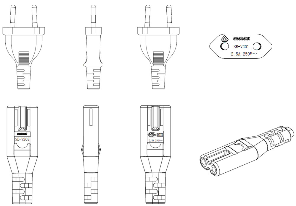 CEE7/16 Plug to C7 Connector