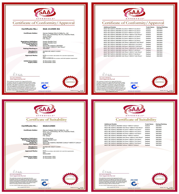 Seebest SAA Certificates