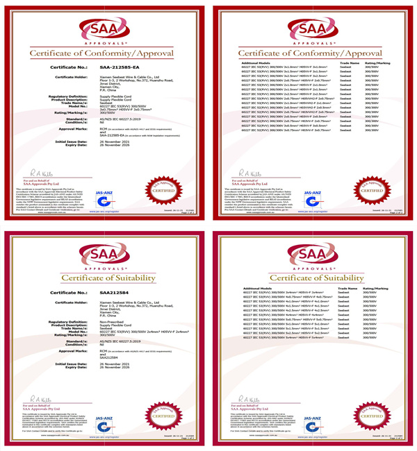 Seebest SAA Certificates Seebest SAA Certificates