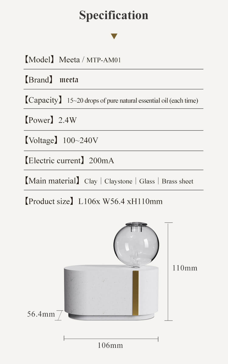 cement glass aroma diffuser with warm light