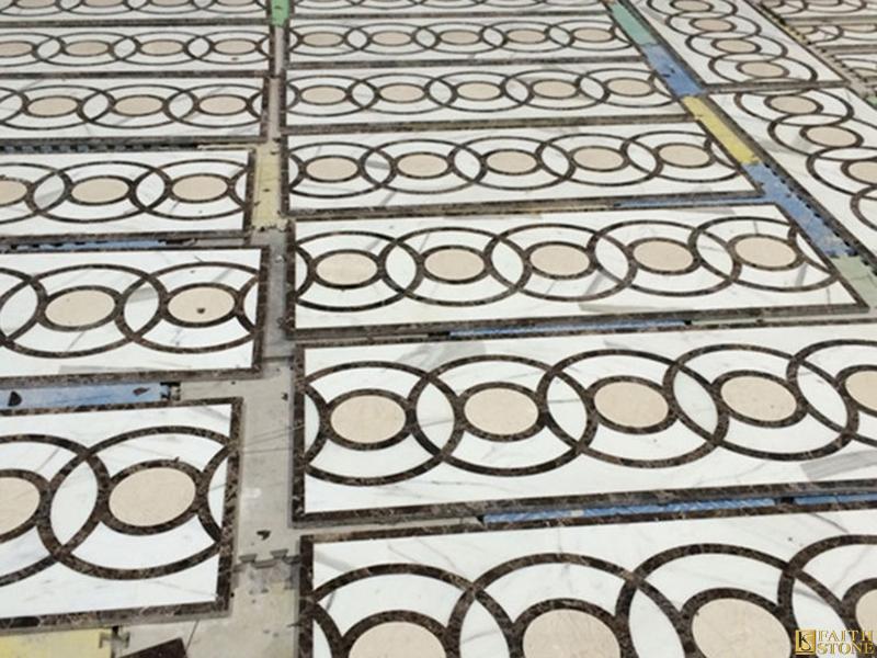 White Marble Pattern Waterjet Medallion For Interior Decoration White Marble Pattern Waterjet Medallion For Interior Decoration