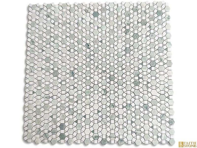 Green Mixed White Circle Marble Mosaic Green Mixed White Circle Marble Mosaic