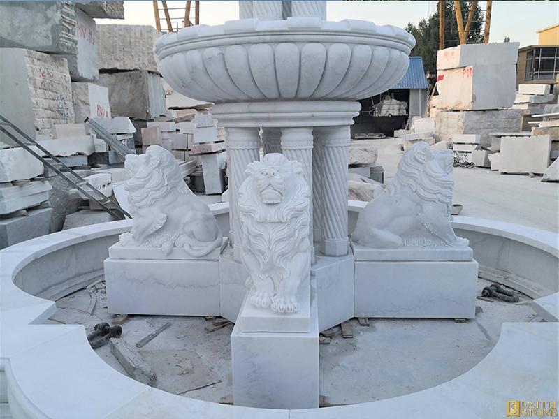 Marble Fountain with Lion Statue Marble Fountain with Lion Statue