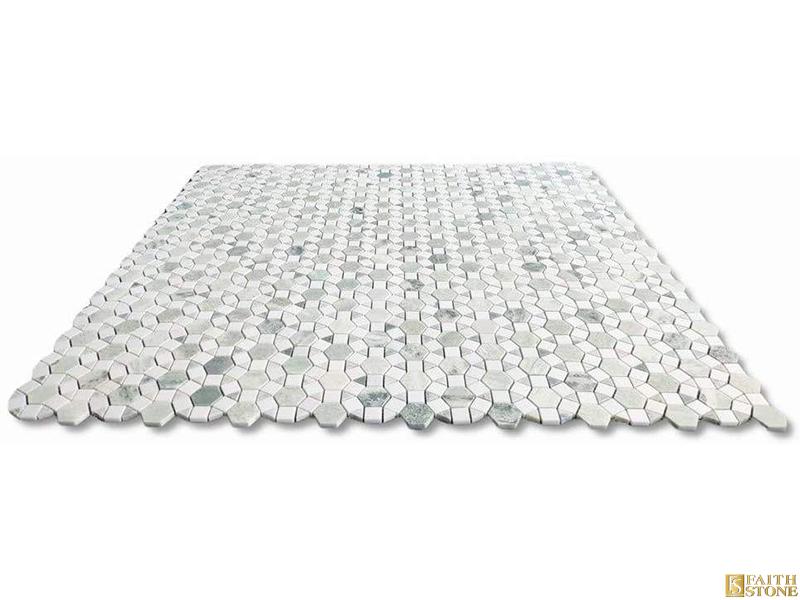 Green Mixed White Circle Marble Mosaic Green Mixed White Circle Marble Mosaic
