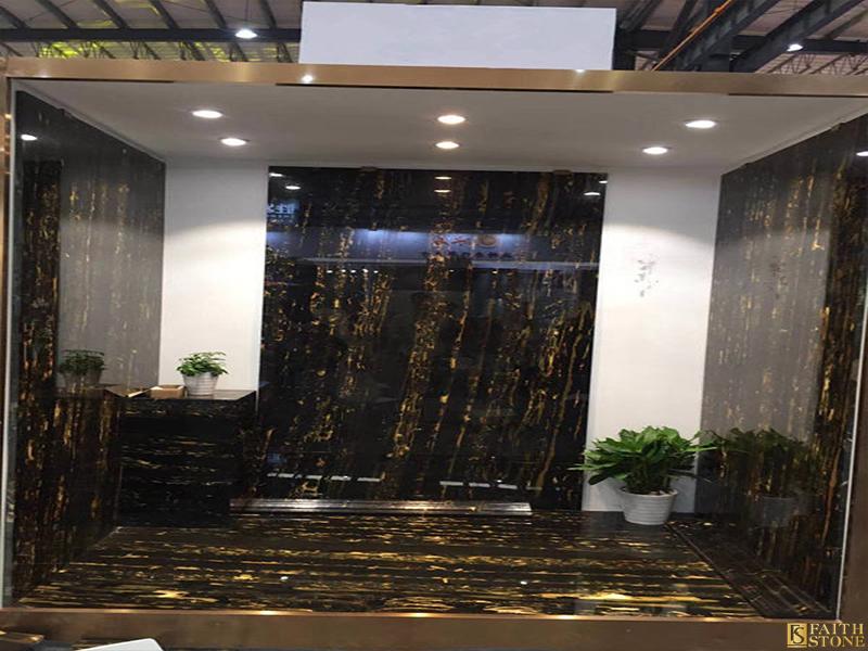 black and gold vein marble tile