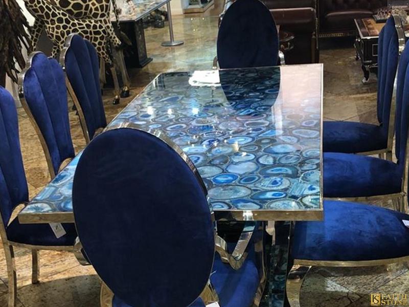 blue marble onyx agate table