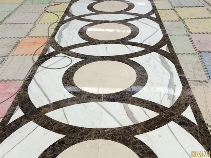 White Marble Pattern Waterjet Medallion White Marble Pattern Waterjet Medallion