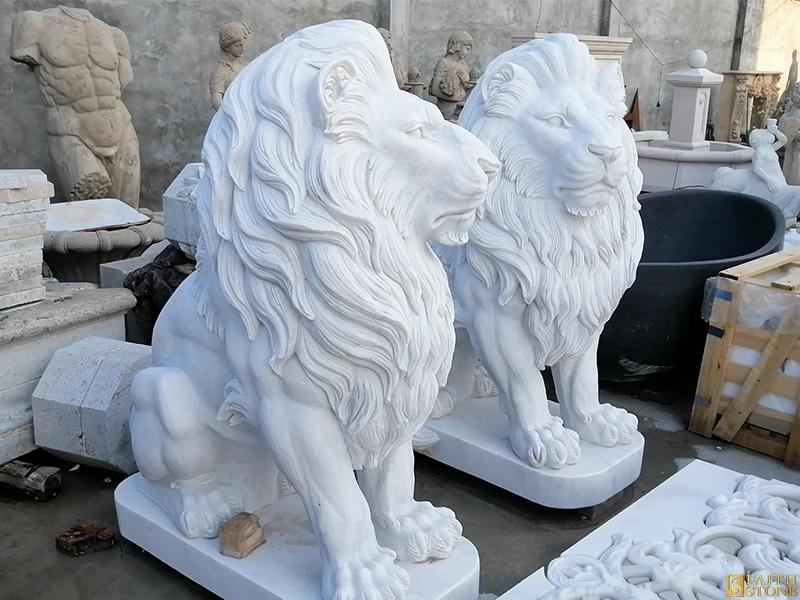 Marble Lions Statues