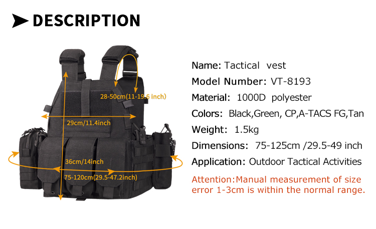 Yakeda Quick Release Tactical Vests