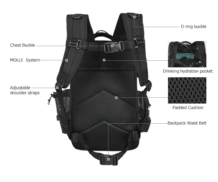 Atacado de mochilas de assalto táticas
