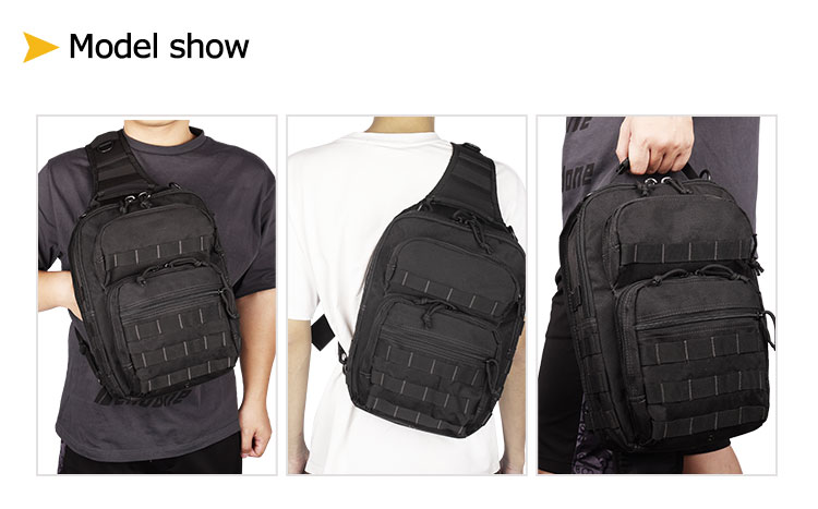 model show of sling bag