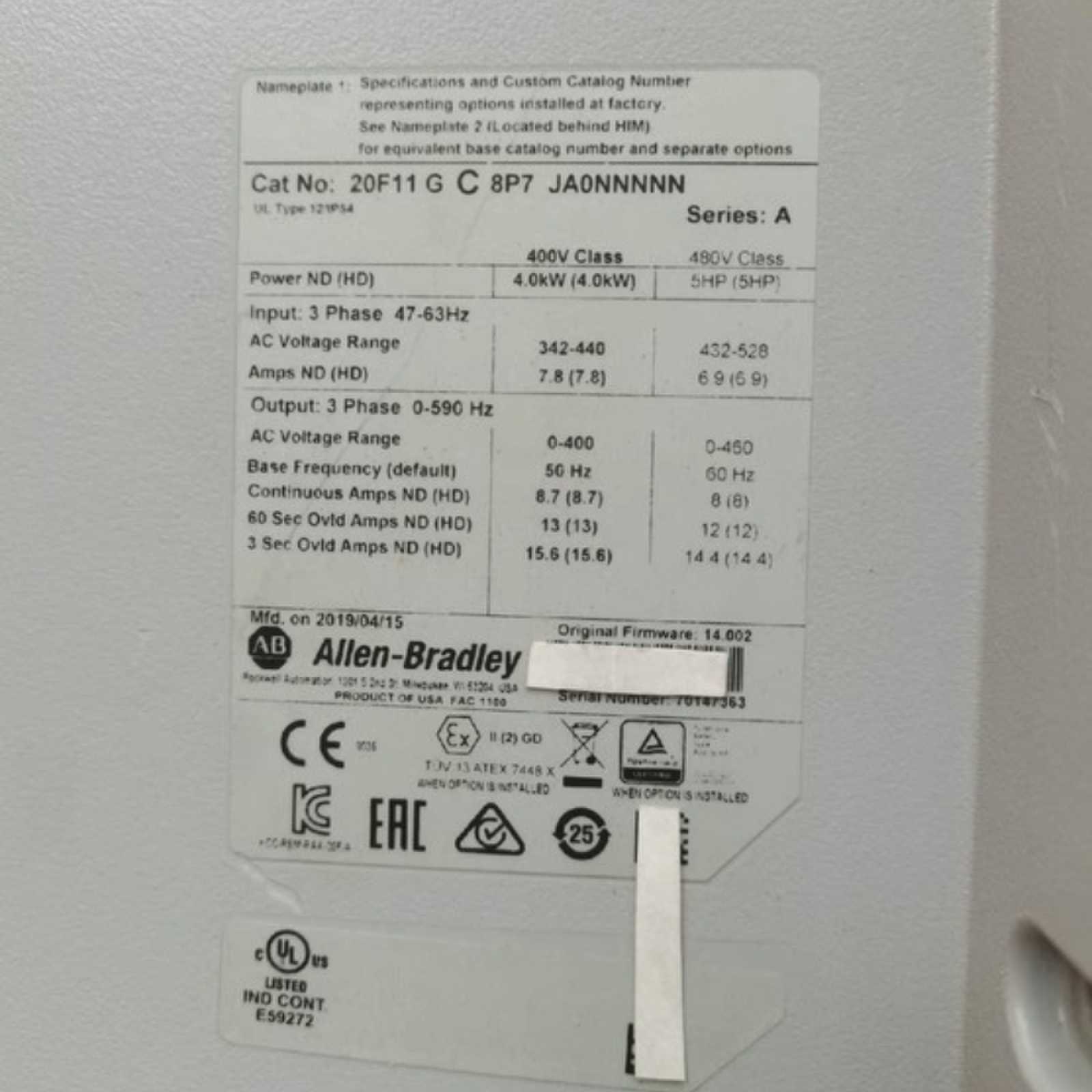 Allen-Bradley 20F11GC8P7JA0NNNNN 20F11GC8P7JA0NNNNN