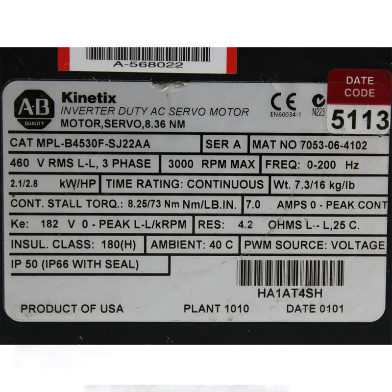 MPL-B4530F-SJ22AA Allen-Bradley MPL-B4530F-SJ22AA