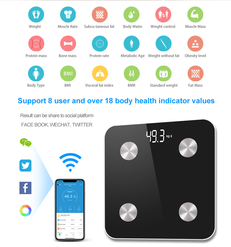 smart weight scale in glass weight platform 