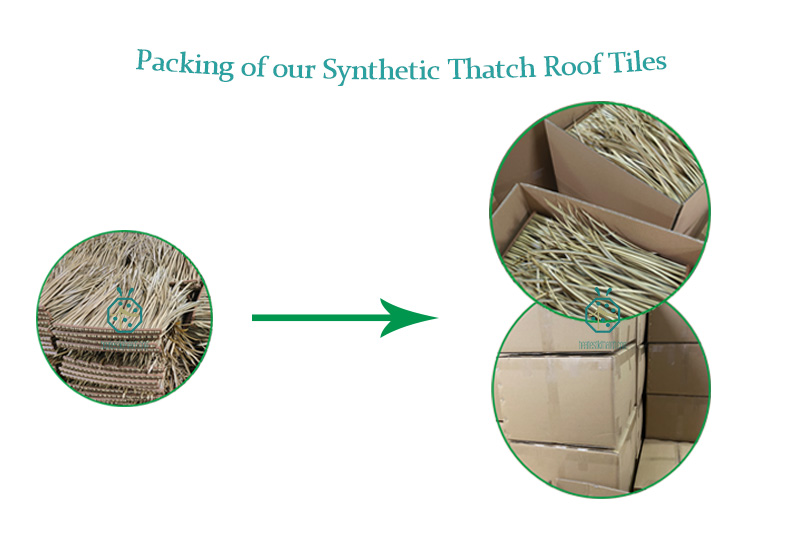 Packing of our Synthetic Thatch Roof Tiles