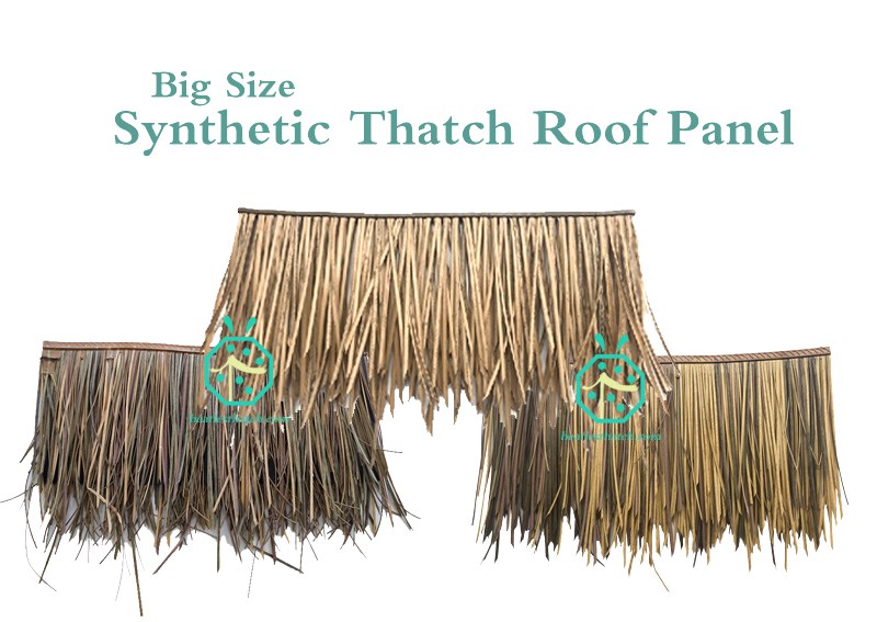 Bigger size plastic kajan thatch roof panels for easier installation for resort hotel wooden lodge construction Bigger size plastic kajan thatch roof panels for easier installation for resort hotel wooden lodge construction