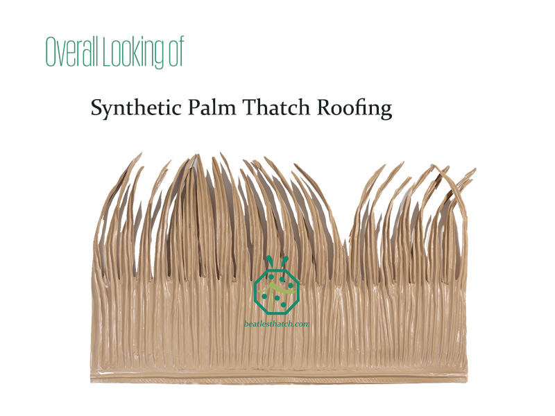 Photos of fake palm thatch panels being used for luxury retreat hotel's water villa construction Photos of fake palm thatch panels being used for luxury retreat hotel's water villa construction