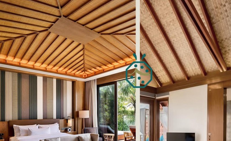 Plastic bamboo weavemat for ceiling decoration