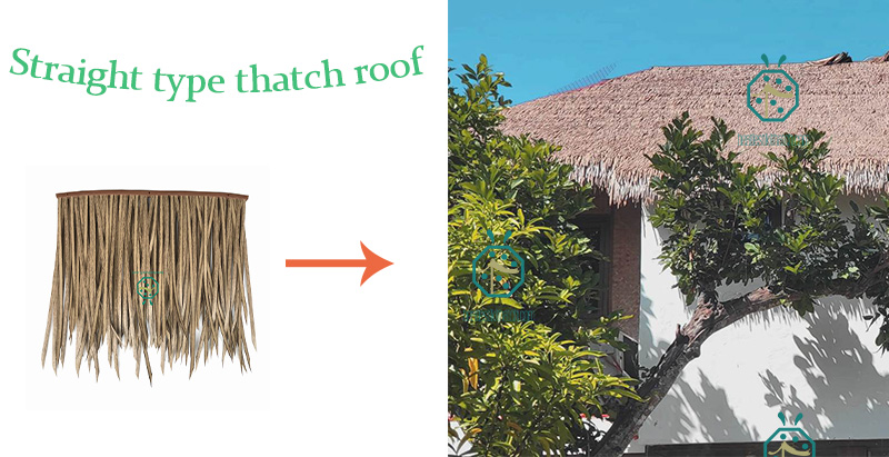 Straight looking fiber resin thatch roof for palapa construction