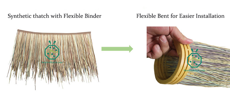 Flexible Binder Synthetic Thatch Roof Panels for Easier Installation for Round Roof Structure Flexible Binder Synthetic Thatch Roof Panels for Easier Installation for Round Roof Structure
