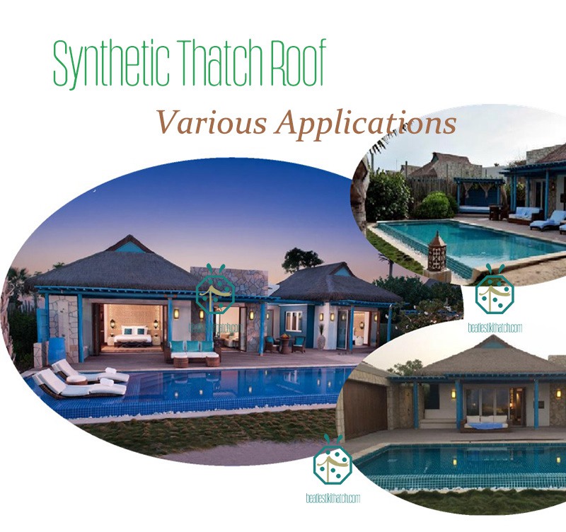 Waterfront villa roof design with artificial pawid thatch roof materials from China