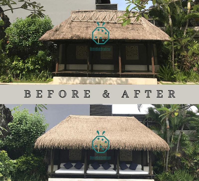 The comparison for natural thatch and PVC thatch roof tiles