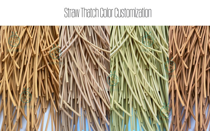 Color customization for fake straw thatch roof
