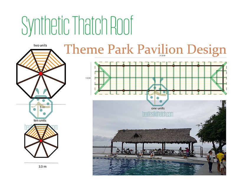 Synthetic attap thatch roof for water villa theme park design