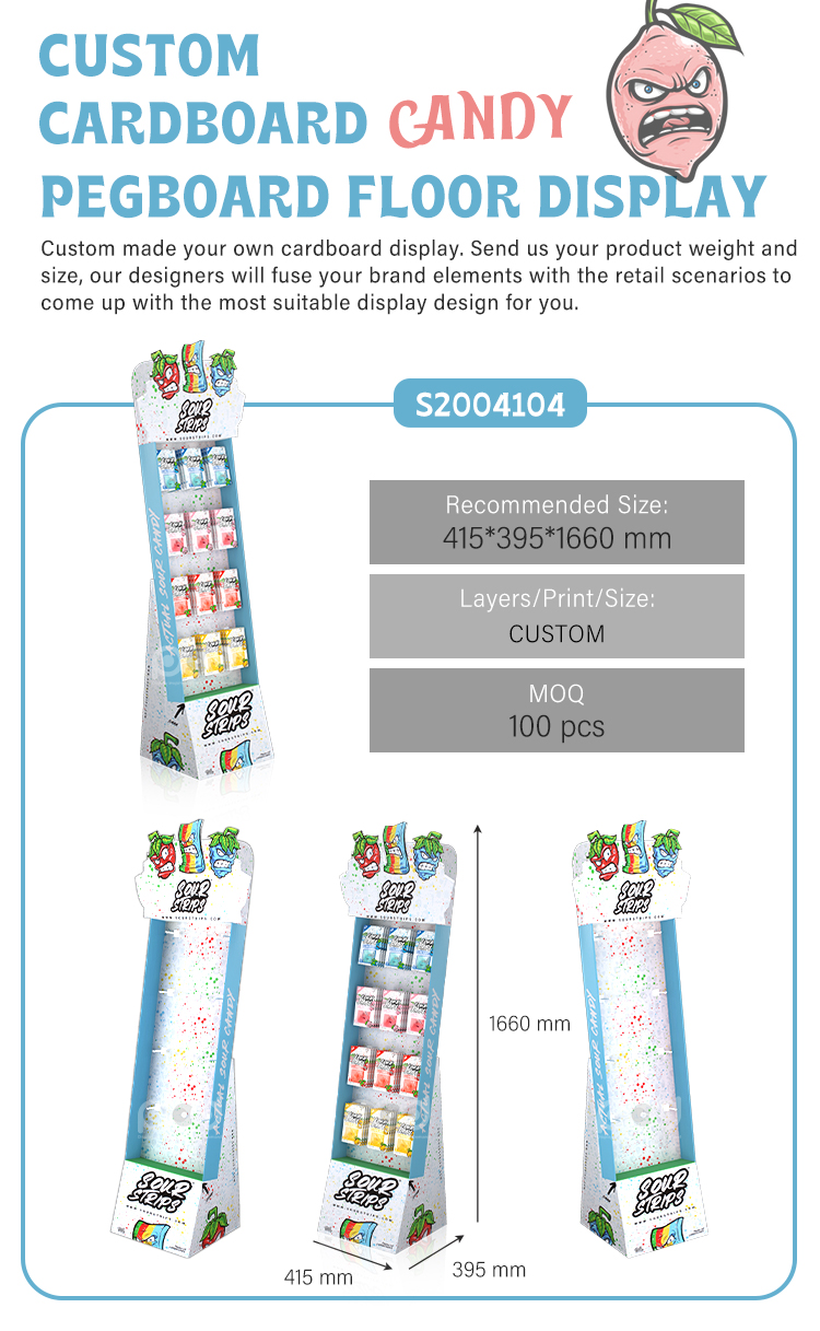 cardboard snack food display with hook