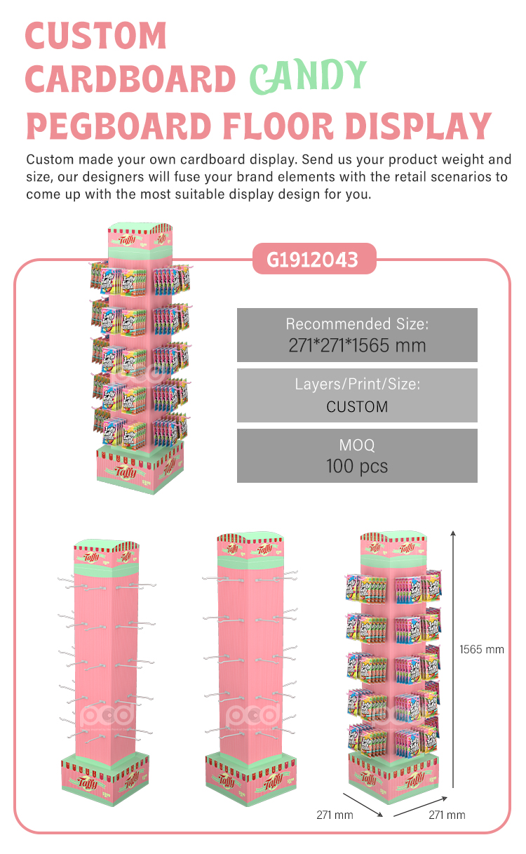 cardboard candy pegboard display