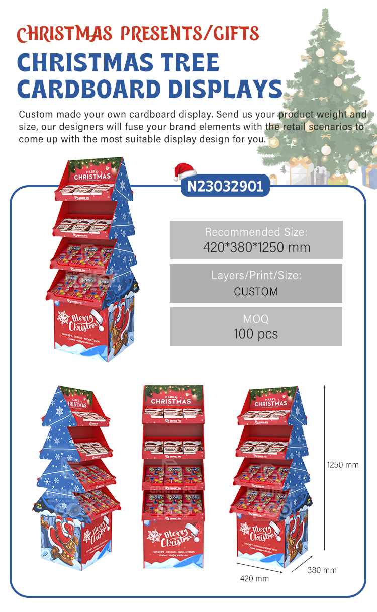 Corrugated Christmas Display Stand for Candy
