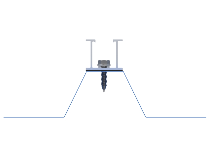 Position Mini Rails With Screws Onto Metal Roof