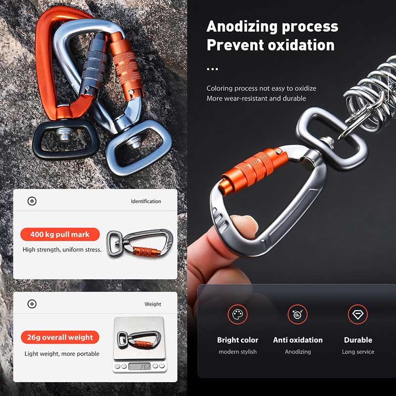 Auto Locking Aluminum Swivel Carabiner Hooks Auto Locking Aluminum Swivel Carabiner Hooks