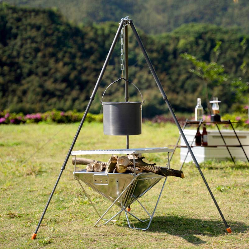  Outdoor Campfire Tripod Black