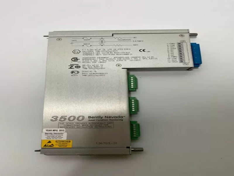 136703-01 Bently Nevada 3500 Discrete Internal Barrier I/O Module 136703-01 Bently Nevada 3500 Discrete Internal Barrier I/O Module