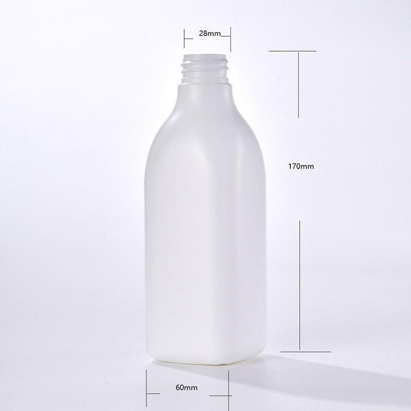 Plastic square round cylinder 350ml white HDPE lotion pump shampoo bottle