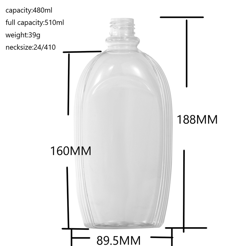 480ml 16oz empty plastic transparent bottle