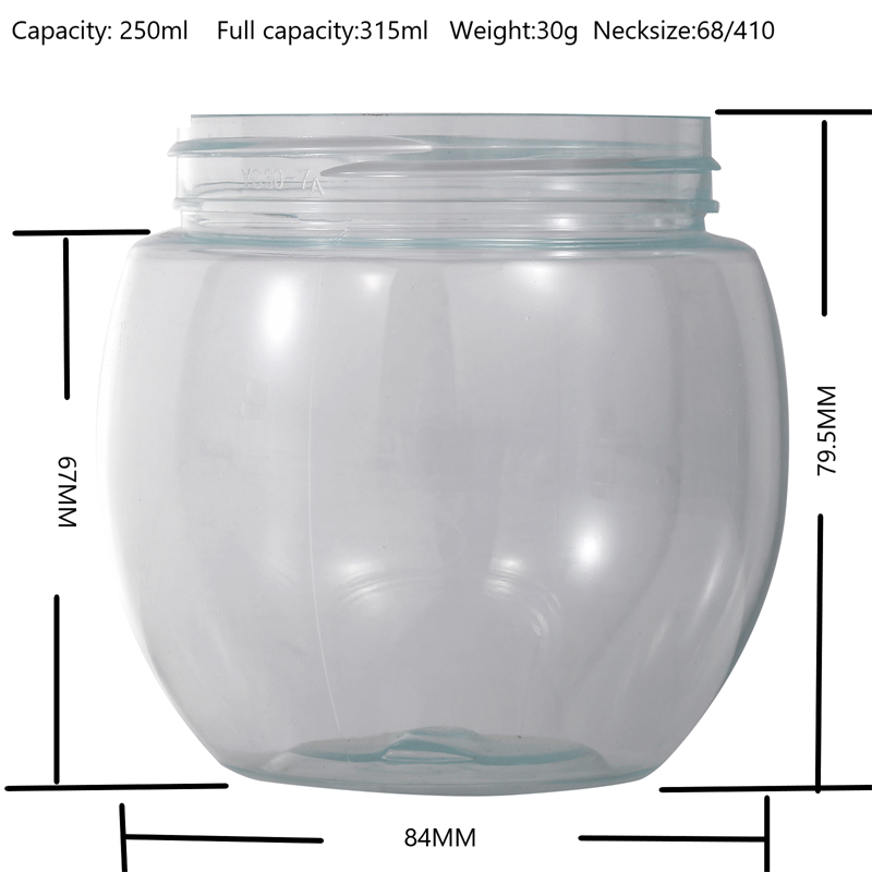 250ML Plastic Hair Face Body Scrub Container Cosmetic Body Butter Cream Jar