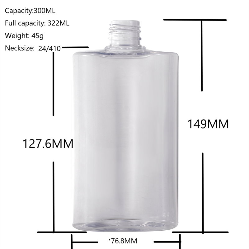 300ml 10oz clear empty plastic cosmetic packaging bottle containers