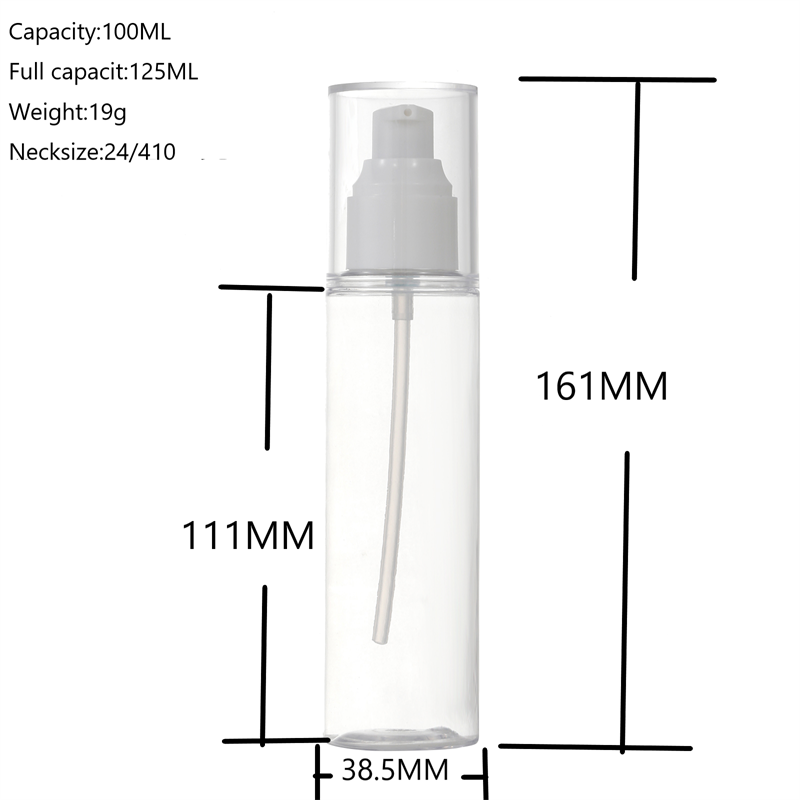 100ml 3.4oz empty clear plastic lotion pump bottle container