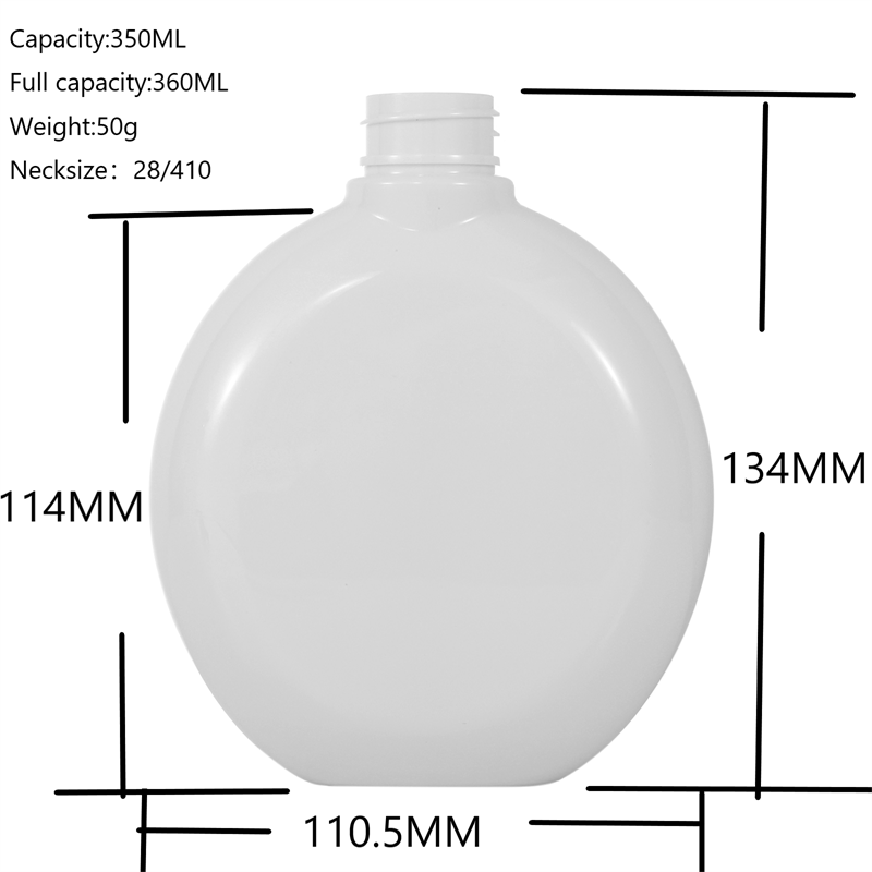 350ml empty round flat pet plastic packaging bottle with pump